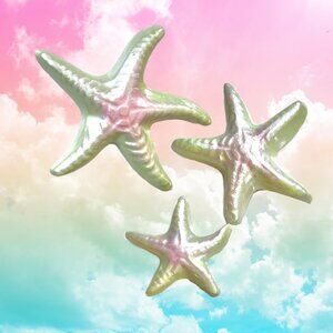 STARFISH Chalkware SET - Retro Bathroom Decor - Green +  Pink